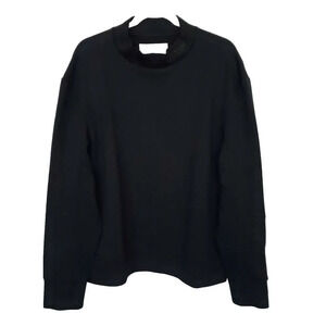 THE ARRIVALS Mock Neck Long Sleeve Sweatshirt Women Size XL Black Zipper Pockets